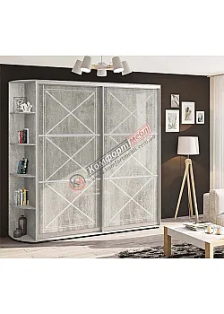 Шафа купе 0.9 метра Комфорт "Прованс" глянець 2 дверна Бетон