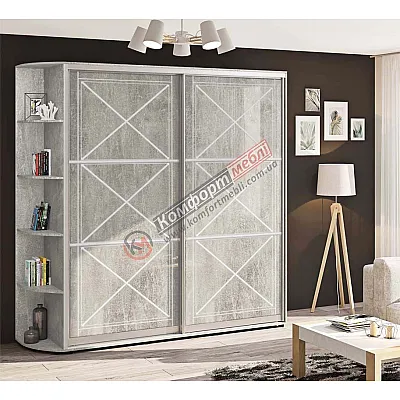 Шкаф купе 0.9 метра Комфорт "Прованс" глянец 2 дверный Бетон-0