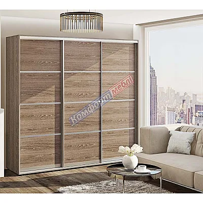 Шкаф-купе 2,1 метра Комфорт "Из 4-х частей" 3 дверный дуб трюфель-0