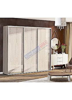 Шкаф-купе 2,7 м Комфорт "ДСП" глянец 3х дверный дуб беленый