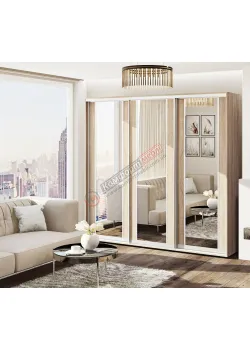 Шафа купе 2200 мм Комфорт "Модель 7" 3 дверна дуб натуральний