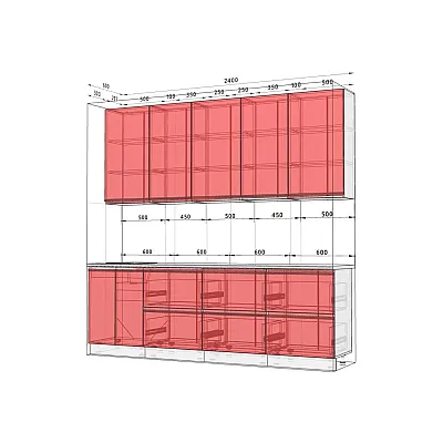 Готовая кухня Комфорт Sigma ручка 2,4 м Капучино, Сахара-1
