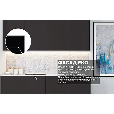 Готовая кухня Комфорт Эко 2 м прямая Черный-2