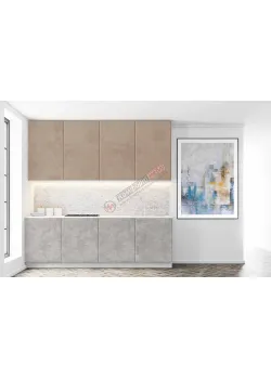 Готовая кухня Комфорт Хай-тек 2м Мрамор бетон бежевый, Мрамор бетон серый