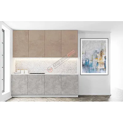 Готовая кухня Комфорт Хай-тек 2м Мрамор бетон бежевый, Мрамор бетон серый-0