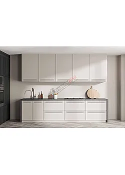 Готовая кухня Комфорт Альфа ручка 2,4 метра крашеный МДФ Белого цвета