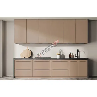 Готова кухня Комфорт Альфа ручка 2400мм фарбований МДФ Капучіно-0