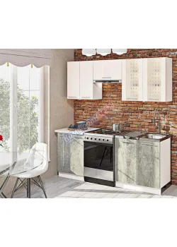 Готовая кухня Комфорт Эко 2м прямая Бетон светлый, Белый