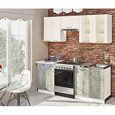 Готова кухня Комфорт Еко 2м пряма Бетон світлий, Білий-0