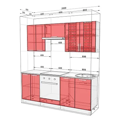 Готова кухня Комфорт Еко 2м пряма Бетон світлий, Білий-1