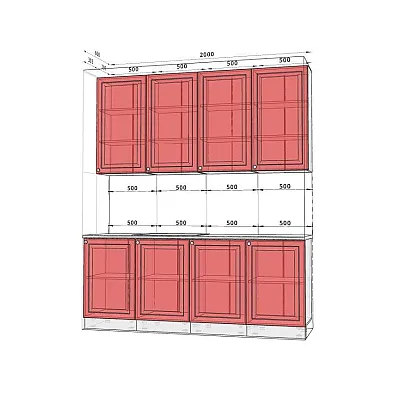 Готова кухня Комфорт Атланта 200см фарбований МДФ Білий-1