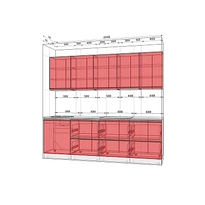 Готовая кухня Комфорт Тренд 2.4м Дуб беленый-1