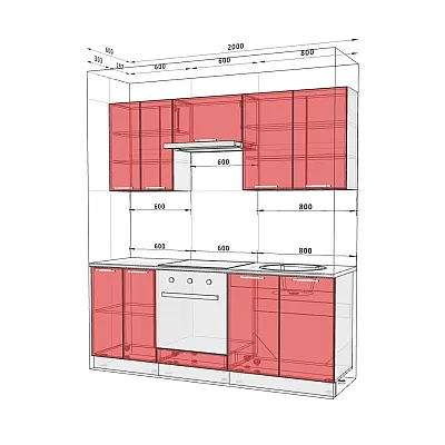 Готовая кухня Комфорт Эко 2м прямая Белый, Дуб золотой (аппалачи)-1