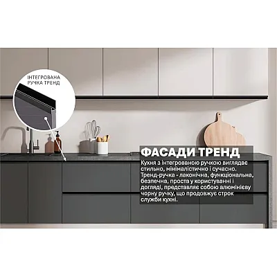 Готова кухня Комфорт Тренд 2400 мм Білий, Графіт темний-2