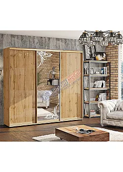 Шафа купе 2.5 метра Комфорт "ДСП" глянець тридверна дуб золотий