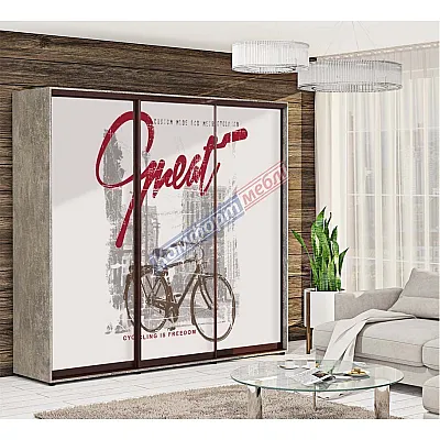 Шафа-купе 2,3 м Комфорт "Скло фотодрук" 3 дверна світла-0