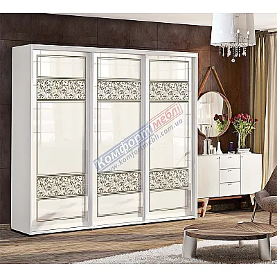 Шафа купе 210 см Комфорт "Валенсія" глянець тридверна Біла-0