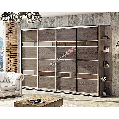 Шафа купе 360 см Комфорт "Модель 5" чотирьохдверна дуб трюфель-0