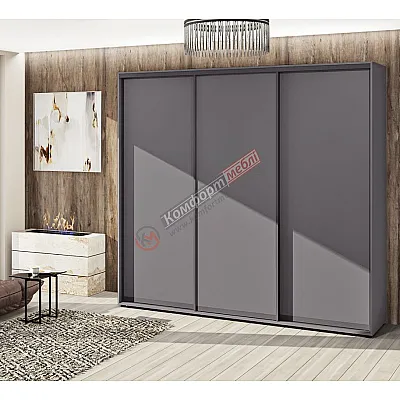 Шафа-купе 2,6 метра Комфорт "ДСП" 3 дверна графіт-0