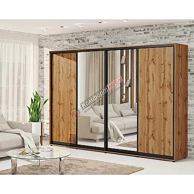 Шафа купе 3.6 м Комфорт "ДСП" з дзеркалом 4 дверна дуб золотий-0