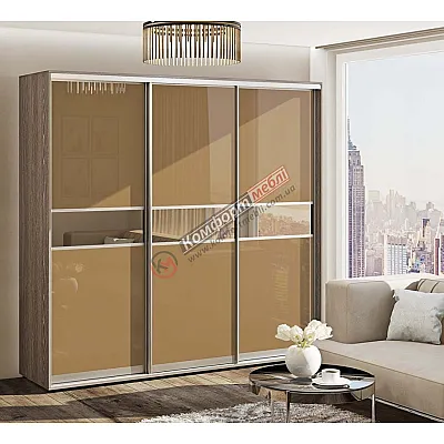 Шафа купе 220 см Комфорт "Модель 2" тридверна крем-0