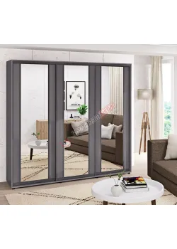 Шафа купе 180 см Комфорт "Модель 7" трьохдверна у кольорі графіт