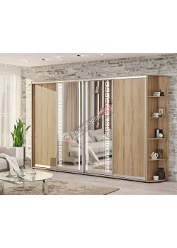 Шафа-купе 3,4 м Комфорт "ДСП" з дзеркалом 4 дверна дуб натуральний