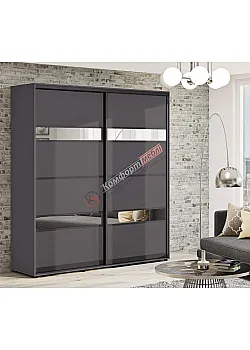Шафа купе 1,1 метра Комфорт  "Модель 5" 2 дверна темно-сіра