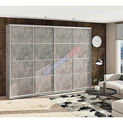 Шафа-купе 3,8 м Комфорт "З 4-х частин" чотиридверна бетон-0