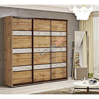 Шафа купе 2.2 м Комфорт "Модель 4" тридверна дуб золотий-0