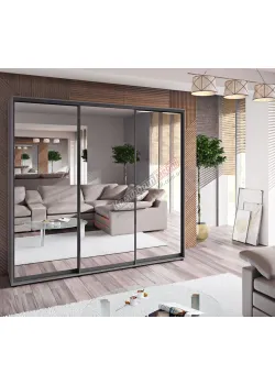Шкаф-купе 2,6 м Комфорт "Зеркало" 3х дверный антрацит