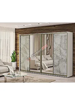 Шкаф купе 360 см Комфорт "Стекло фотопечать" 4 дверный темно-серый