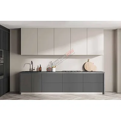 Готова кухня Комфорт Еко 2.4 м пряма Білий, Графіт темний-0