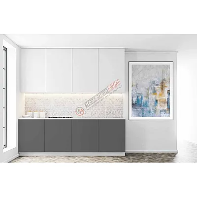 Готова кухня Комфорт Еко 2 м пряма Білий, Графіт темний-0