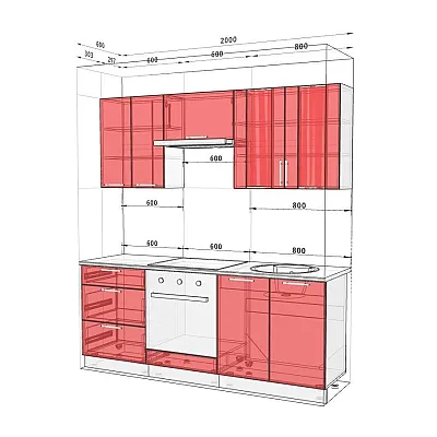 Готовая кухня Комфорт Эко 200 см прямая Оранжевый-1