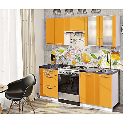 Готовая кухня Комфорт Эко 200 см прямая Оранжевый-0