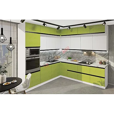Готовая кухня Комфорт Sigma ручка 2,8 х 2,4 метра угловая Белый, Лайм-0