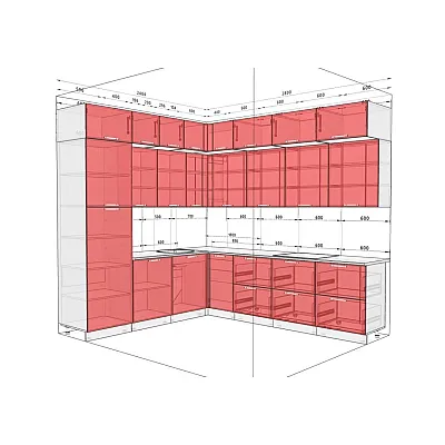 Готовая кухня Комфорт Sigma ручка 2,8 х 2,4 метра угловая Белый, Лайм-2
