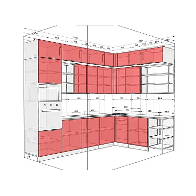 Готовая кухня Комфорт Лофт 3х2.2м угловая крашеная МДФ Белый, Графит-2