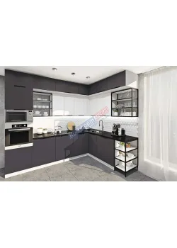 Готова кухня Комфорт Лофт кутова фарбований МДФ Білий, Графіт