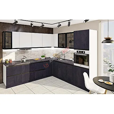 Готовая кухня Комфорт Тренд 2,8 х 2,4 метра угловая Белый, Угольный камень-0