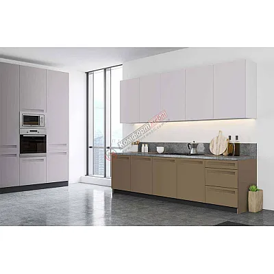 Готовая кухня Комфорт Альфа ручка 3м крашеный МДФ Белый, Кофе с молоком-0