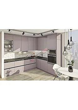 Готова кухня Комфорт "Gola ручка" 300 х 220см з фасадами "Лофт" Оксамит