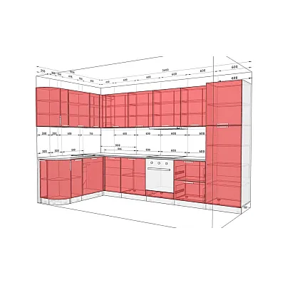 Готовая кухня Комфорт Хай-тек 3300 х 2800мм П-образная Салатовый-2