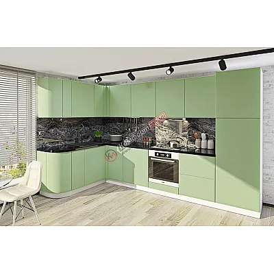 Готовая кухня Комфорт Хай-тек 3300 х 2800мм П-образная Салатовый-0