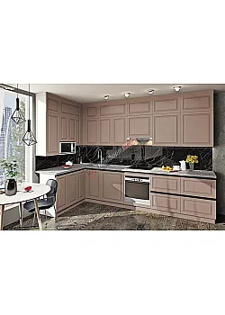 Готова кухня Комфорт "Gola ручка" 330х180см угловая с фасадами "Диамант" Лате