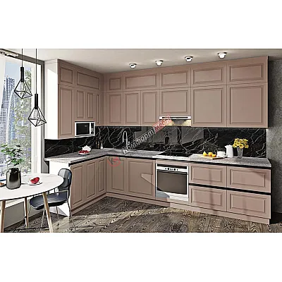 Готова кухня Комфорт "Gola ручка" 330х180см угловая с фасадами "Диамант" Лате-0