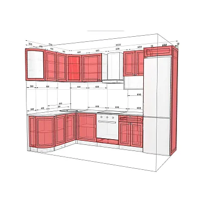 Готова кухня Комфорт Атланта 3х1.7м кутова фарбований МДФ Оксамит бежевий-2