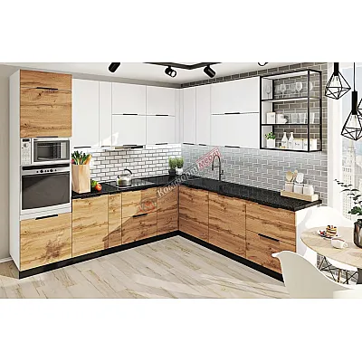 Готова кухня Комфорт Еко 290 х 260 см кутова Білий, Дуб золотий-0