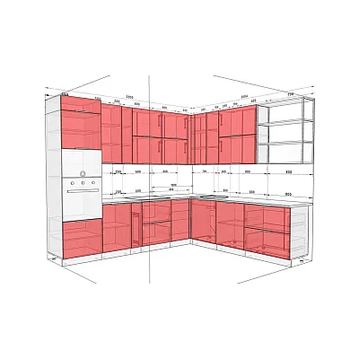 Готова кухня Комфорт Еко 290 х 260 см кутова Білий, Дуб золотий-2